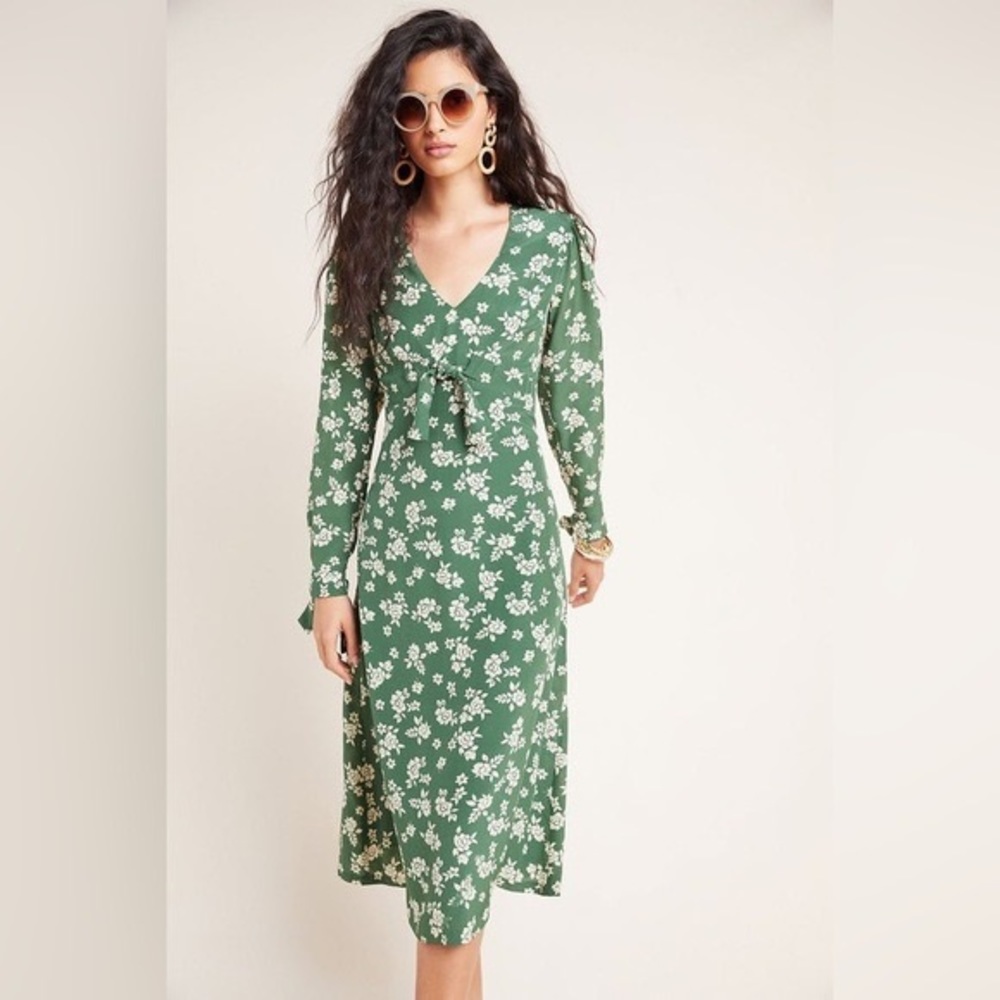 Kachel x Anthropologie Green Floral Midi Dress
